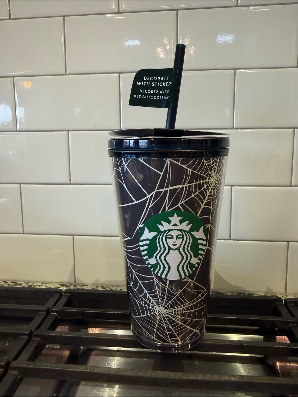 Starbucks Halloween 2021 Glow in the Dark  Spider Web 16oz with Stickers